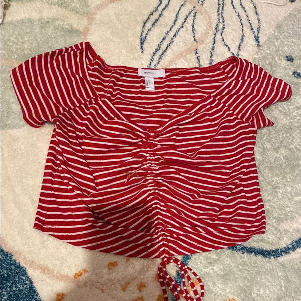 Red Striped croptop